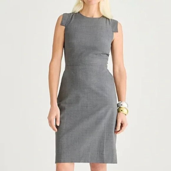 J.Crew Resume Sheath in Heather Dusk Taupe Italian Stretch Wool Dress - Picture 1 of 9